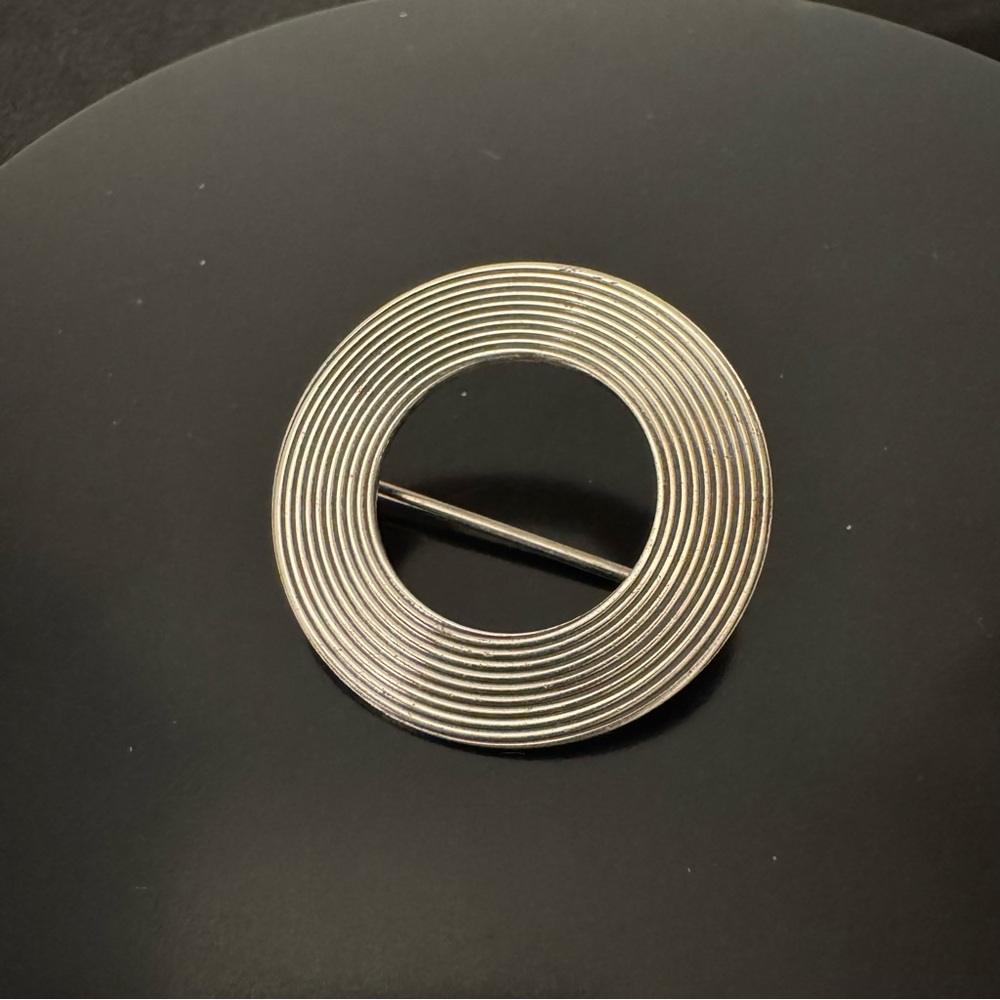 Beau Sterling Modernist Brooch Concentric Circle Design Vintage Mid Century